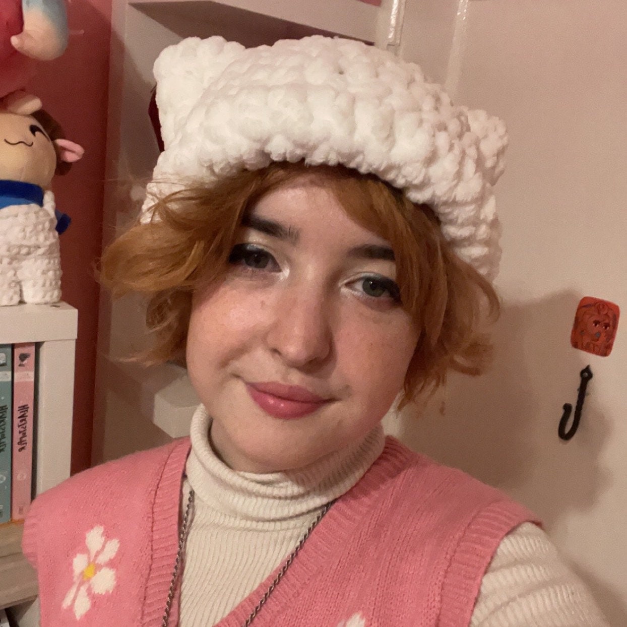 crochet fluffy cat hat