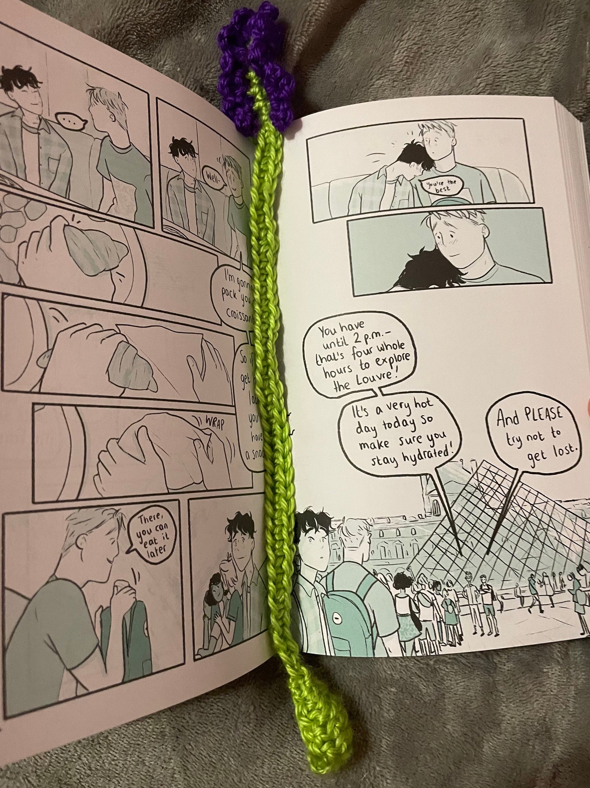 crochet lavender and sprout bookmarks