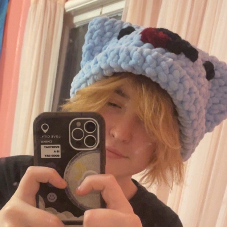crochet BadBoyHalo & Skeppy inspired fluffy cat hats