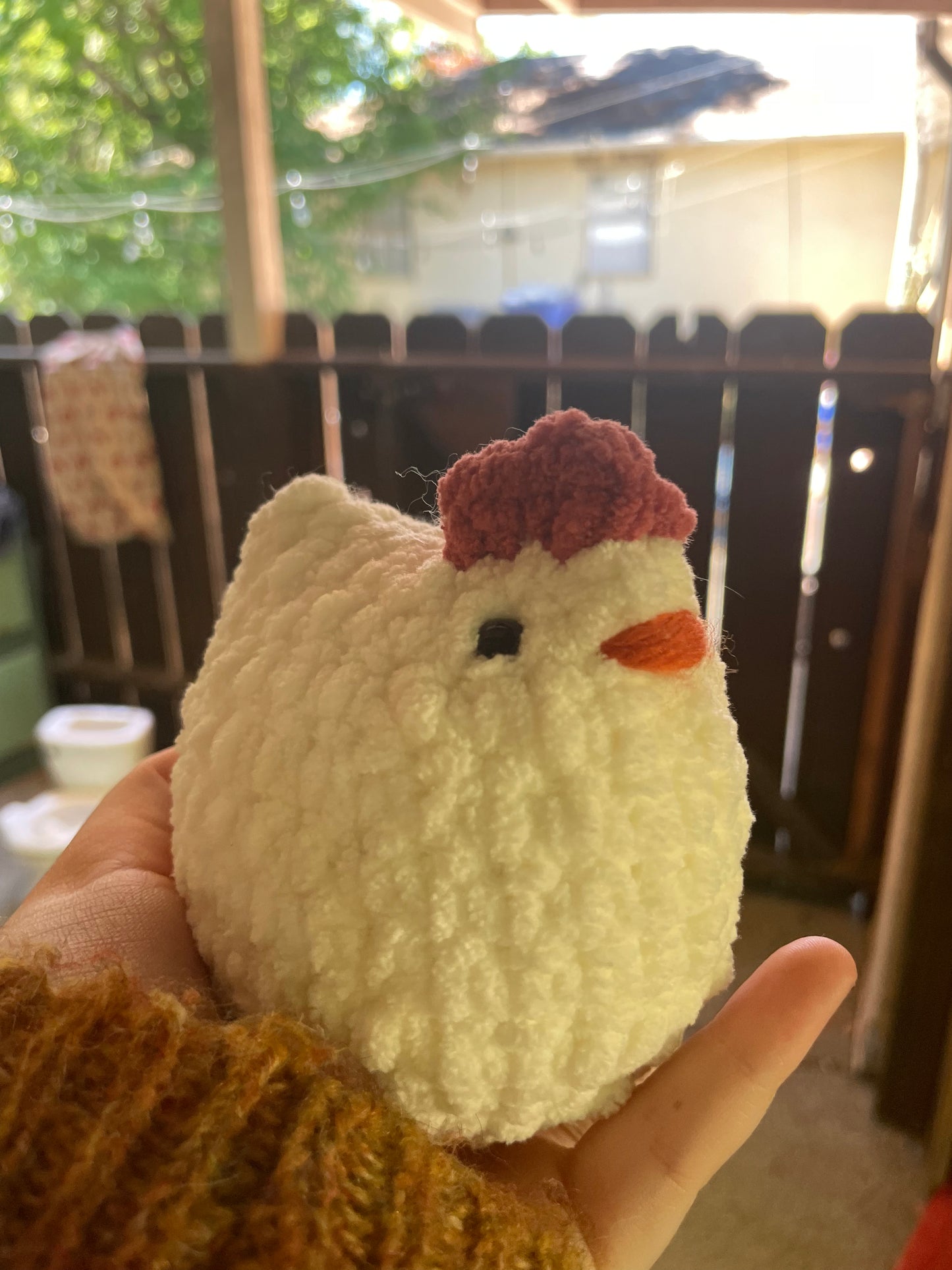 crochet chicken plushie