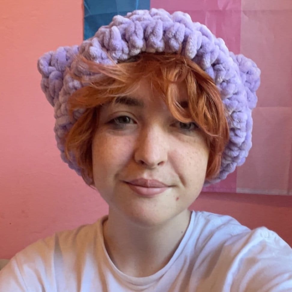 crochet fluffy cat hat