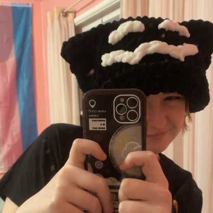 crochet BadBoyHalo & Skeppy inspired fluffy cat hats